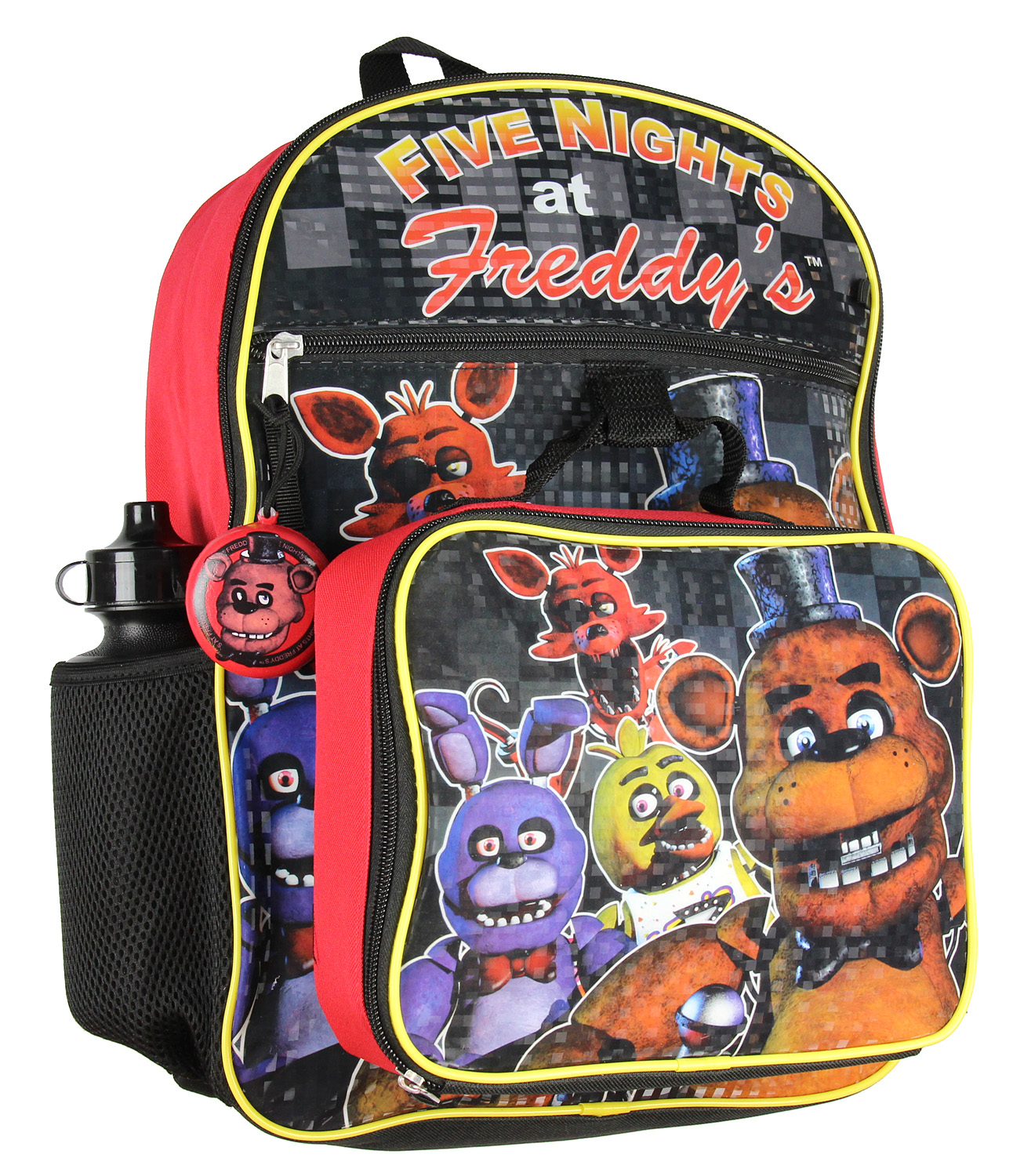 Five Nights At Freddy's 16" School Backpack Lunch Box Water Bottle 5pc